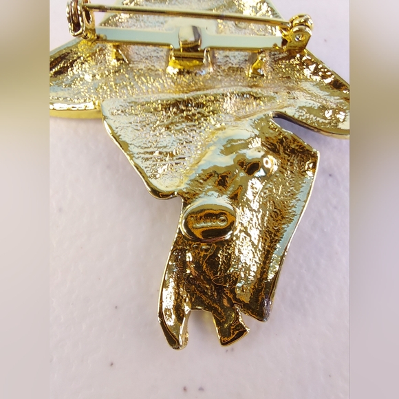 VTG TORINO Enamel And Gold Tone Lady With Hat Brooch Pin - Picture 5 of 8